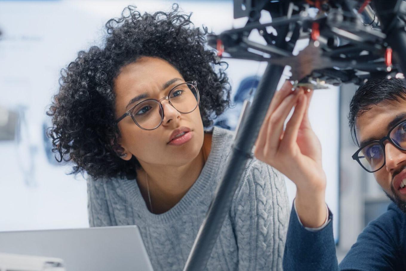 Male and female inspecting equipment